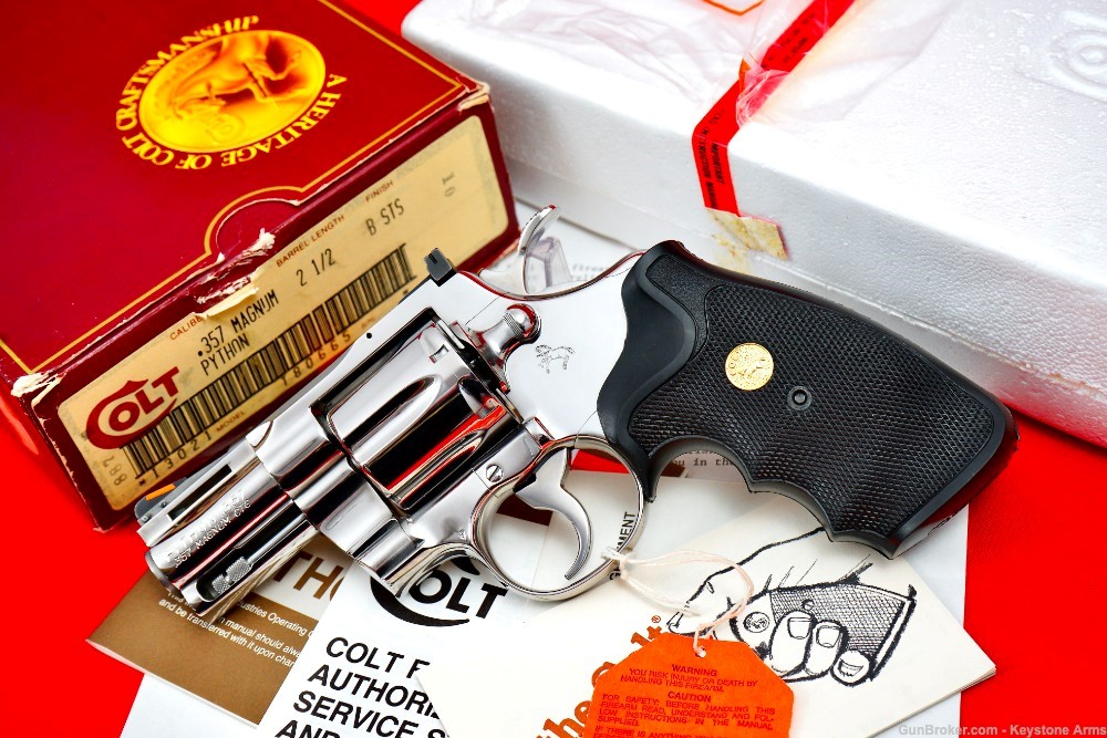 Spectacular 1989 Colt Factory Bright Stainless 2.5" Python .357 MAG As New-img-21