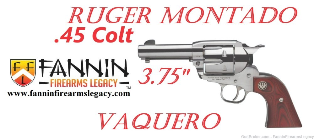 RUGER New VAQUERO MONTADO 45 COLT 3.75" 6RD 5120 Low Wide Spur Hammer-img-0