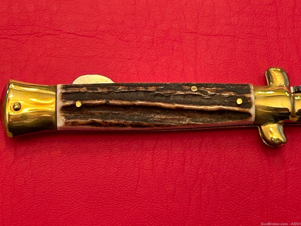 Falcon Famous Blades Italy Manual 8” Lockback Stiletto Knife Rostfrei Stag -img-3