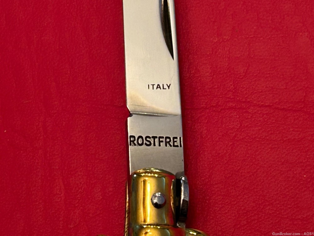 Falcon Famous Blades Italy Manual 8” Lockback Stiletto Knife Rostfrei Stag -img-9
