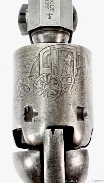 Wells Fargo holster &1849 Colt Revolver. Unbelievable. Cylinder. Scene. -img-1