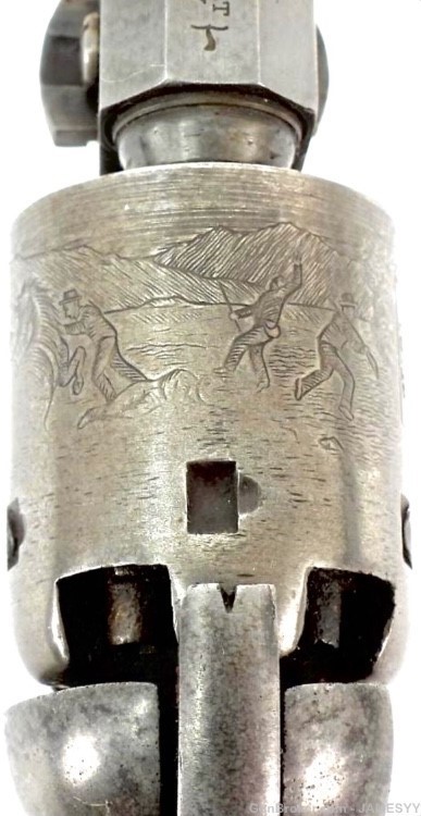Wells Fargo holster &1849 Colt Revolver. Unbelievable. Cylinder. Scene. -img-3