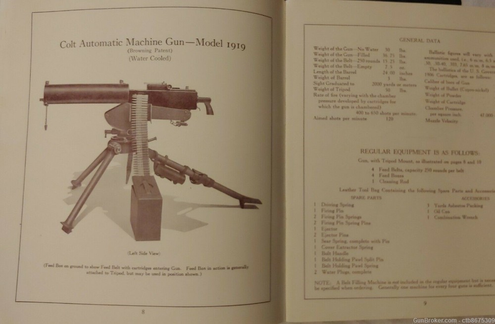 Original Colt 1919 Automatic Machine Gun Handbook-img-7