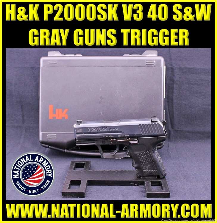 HK P2000SK V3 40 S&W GRAY GUNS SHORT RESET SYSTEM & TRIJICON TRITIUM SIGHTS-img-0
