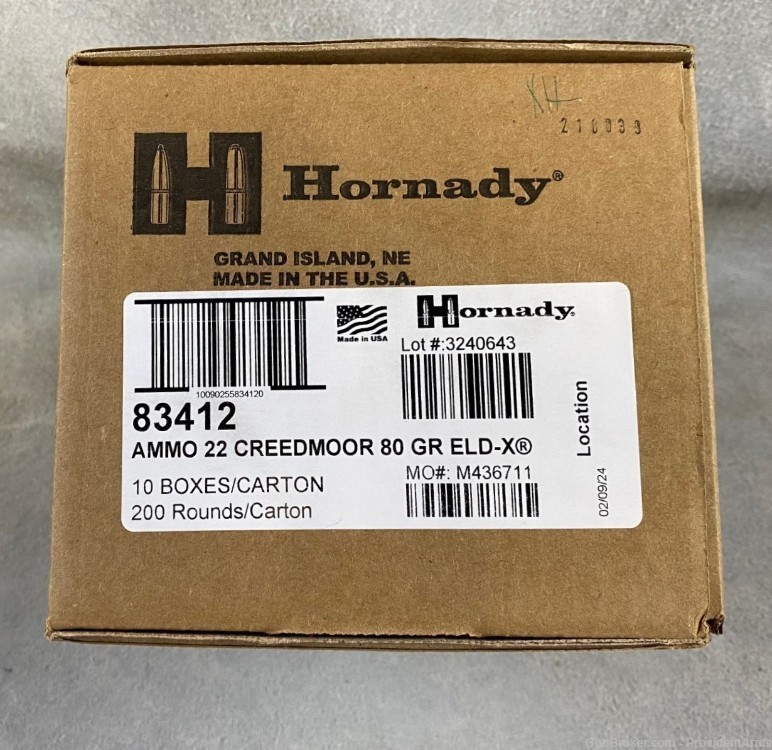 HORNADY 22 CREEDMOOR ELD-X 80 GRAIN CASE OF 10 BOXES 200 ROUND TOTAL *NEW*-img-0