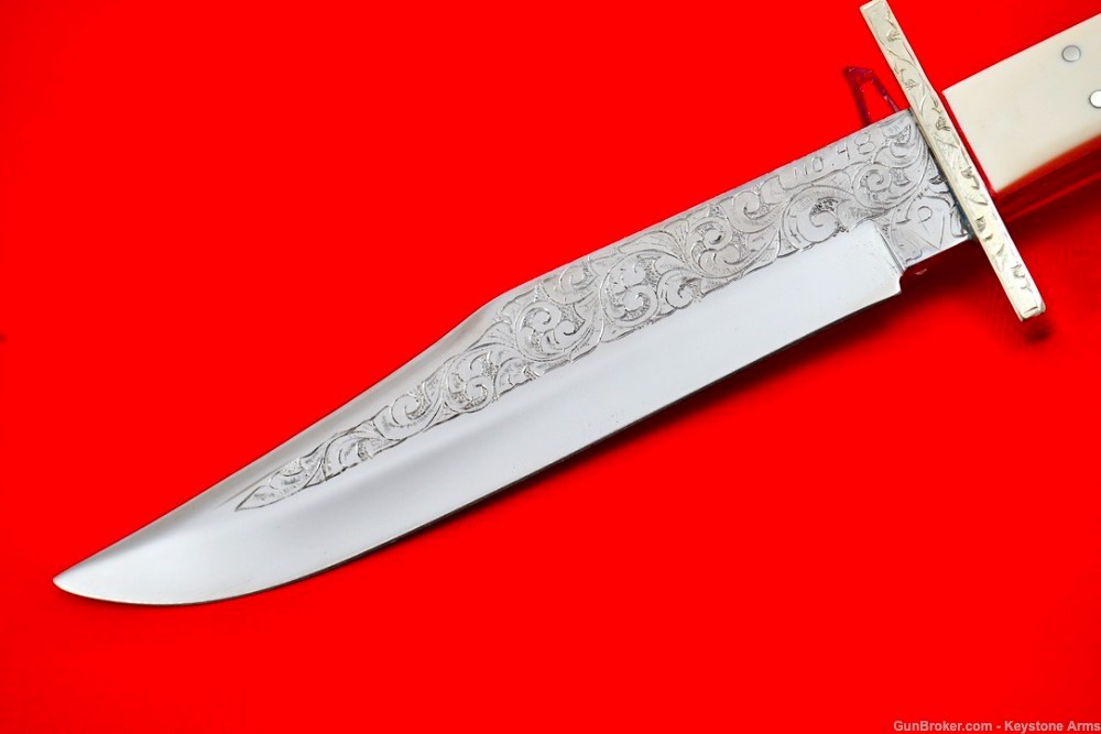 Rare Ivory Handled AL-Mar Knife Engraved By Master Engraver Robert Valade-img-5