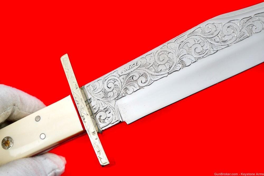 Rare Ivory Handled AL-Mar Knife Engraved By Master Engraver Robert Valade-img-7