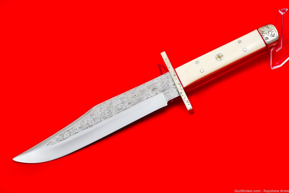 Rare Ivory Handled AL-Mar Knife Engraved By Master Engraver Robert Valade-img-4