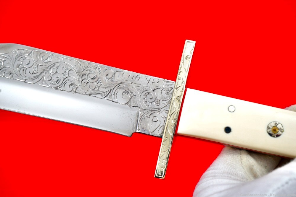 Rare Ivory Handled AL-Mar Knife Engraved By Master Engraver Robert Valade-img-9