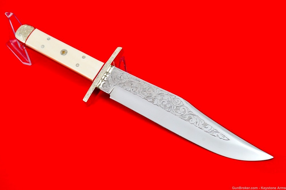 Rare Ivory Handled AL-Mar Knife Engraved By Master Engraver Robert Valade-img-12