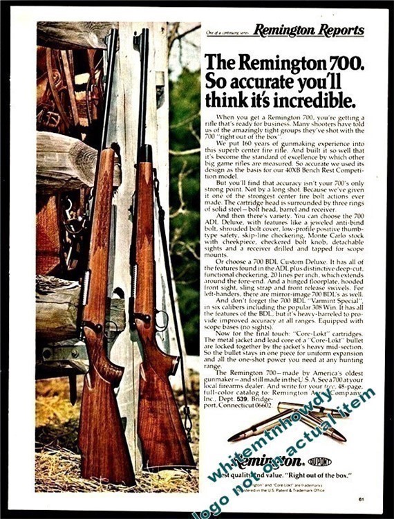 1976 REMINGTON 700 & 700BDL Center Fire Rifle PRINT AD-img-0