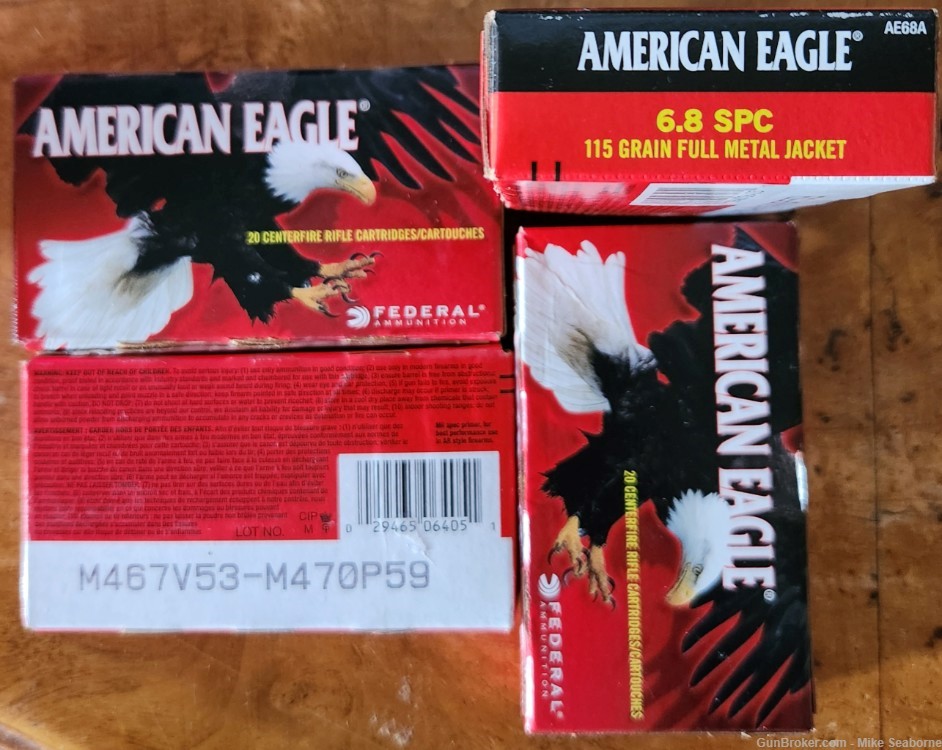 American Eagle 6.8 SPC 4 boxes of 20 - New in sealed boxes -img-0