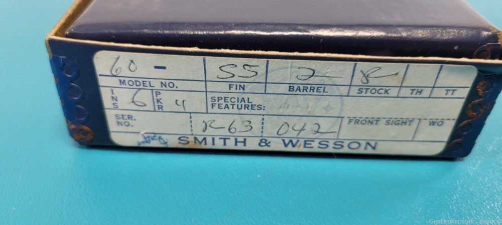 Early Smith & Wesson S&W .38 Chief Revolver Model 60 in Box Papers + More-img-17