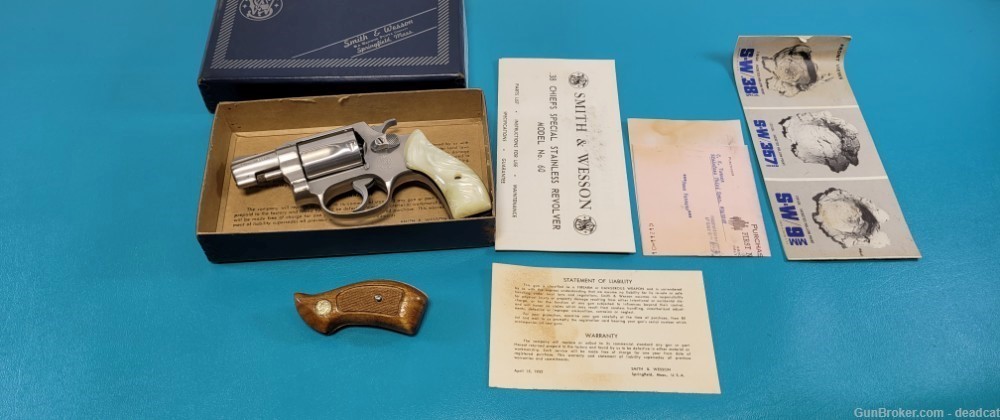 Early Smith & Wesson S&W .38 Chief Revolver Model 60 in Box Papers + More-img-0
