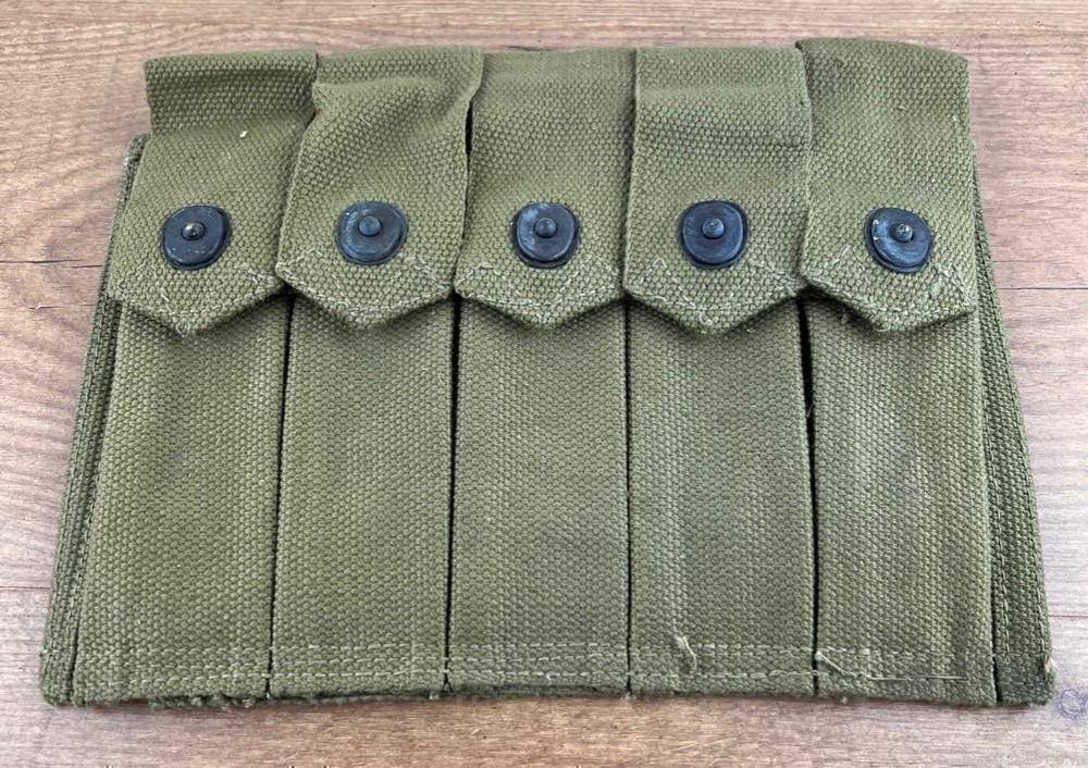 US original WWII Thompson 5 Cell 20rd Magazine Pouch-img-0