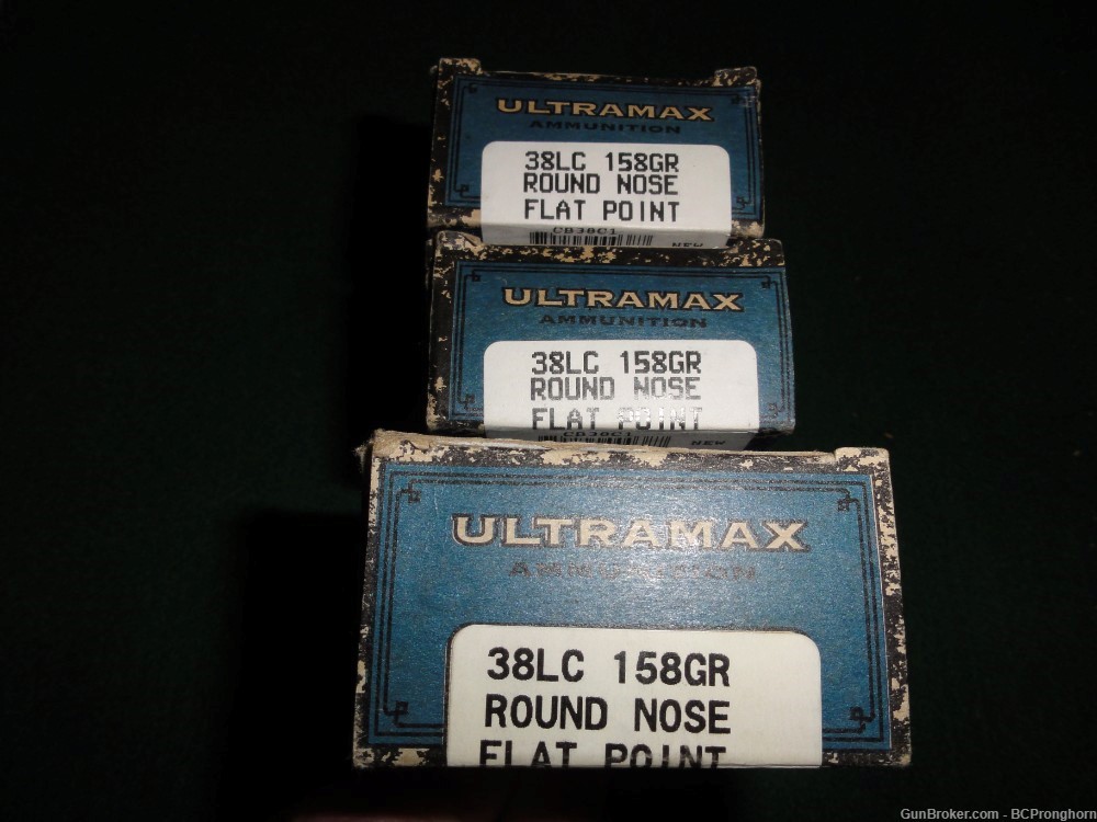 120 Rnds Factory Ultramax Ammo for .38 Long Colt +30 brass, 158 gr RN Lead-img-1