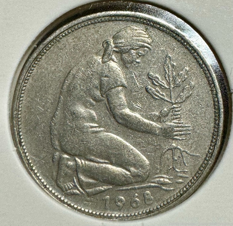 Germany 50 Pfennig 1968-F Copper-Nickel-img-1