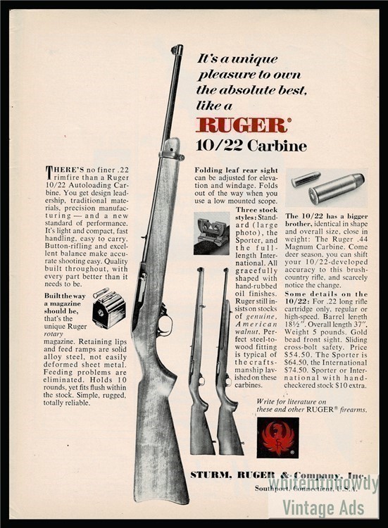 1967 RUGER 10/22 Carbine AD Standard Sporter Full-length Stock shown-img-0