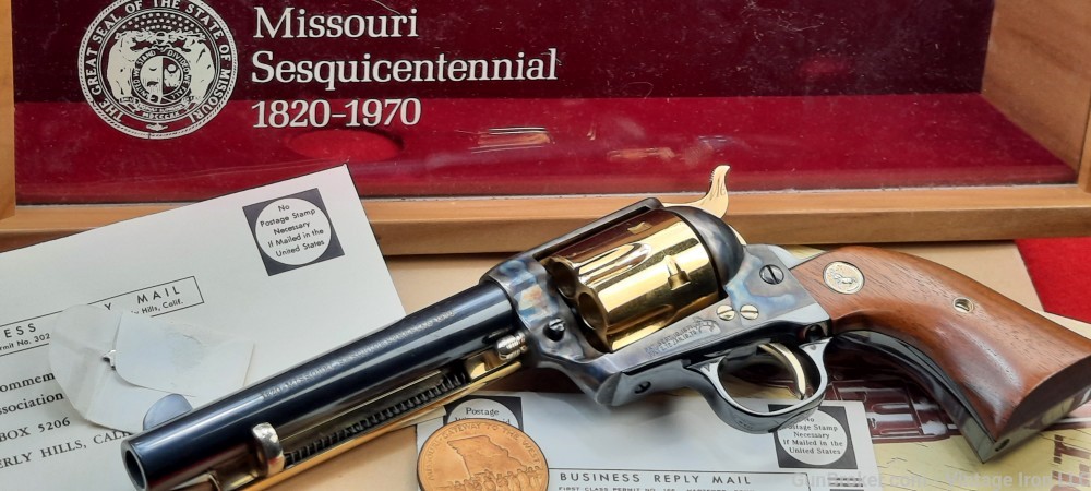 Colt Missouri Sesquicentennial 1970 2ND Gen SAA & Display case, Beautiful -img-54