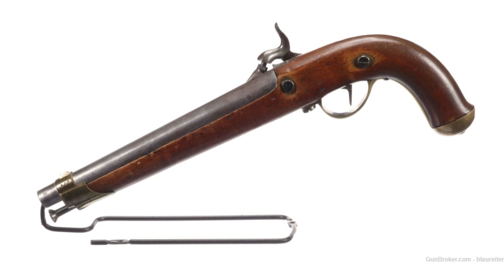 Rare Danish Percussion 1846 Artillery Pistol Antique-img-3