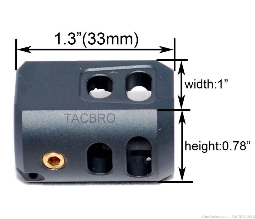 TACBRO .40 Muzzle Brake 9/16"x24 Thread Pitch for .40 Cal with Crush Washer-img-2