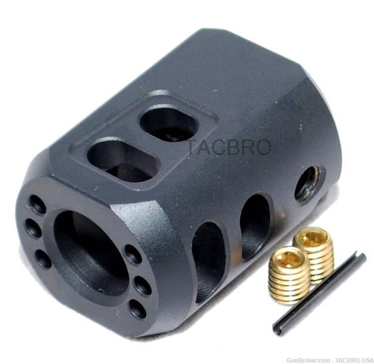 TACBRO .40 Muzzle Brake 9/16"x24 Thread Pitch for .40 Cal with Crush Washer-img-0