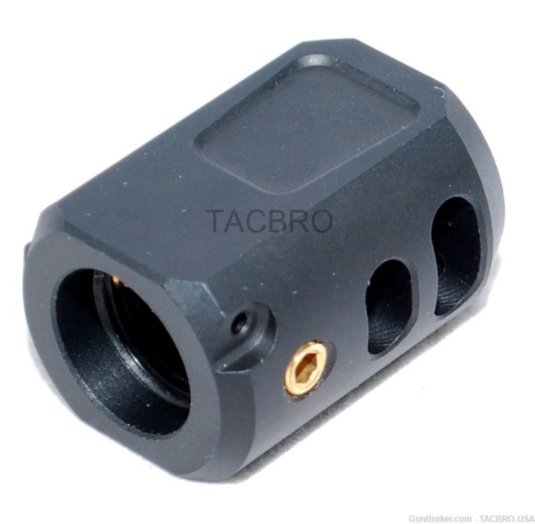 TACBRO .40 Muzzle Brake 9/16"x24 Thread Pitch for .40 Cal with Crush Washer-img-1