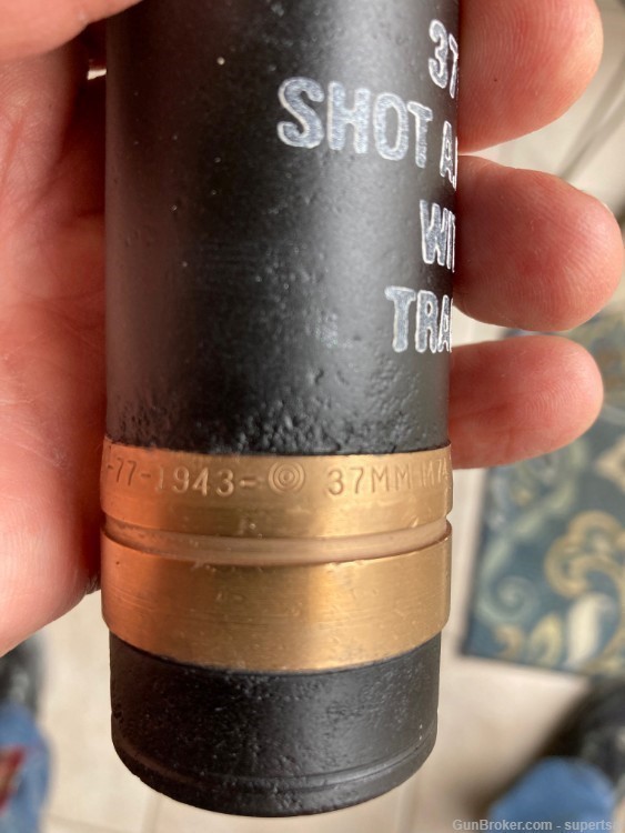 WW2 US 37mm M74 dated 1943 w/markings shot shell projectile -img-7