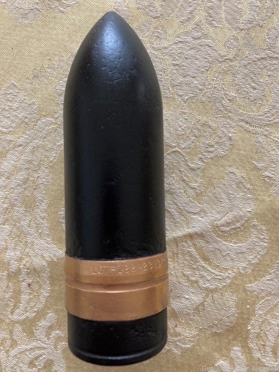 WW2 US 37mm M74 dated 1943 w/markings shot shell projectile -img-2