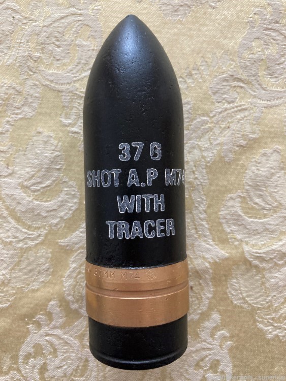 WW2 US 37mm M74 dated 1943 w/markings shot shell projectile -img-0
