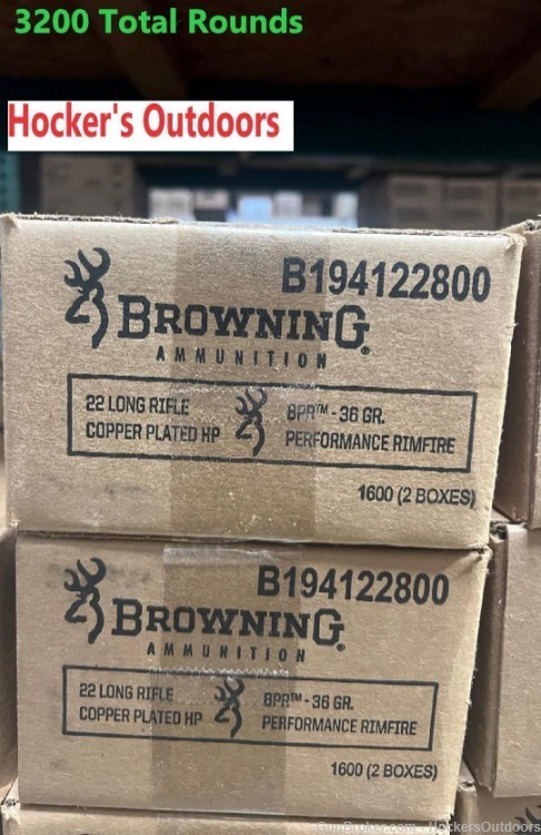 3200 Rounds (2 Cases) Browning B194122800 22LR 36 GR HP-img-0