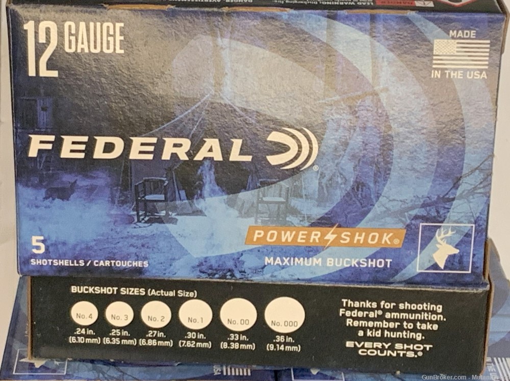 Federal 12ga Power-SHOK 000 Buckshot 2.75 in, 5rds. 8 Pellets F127000-img-3