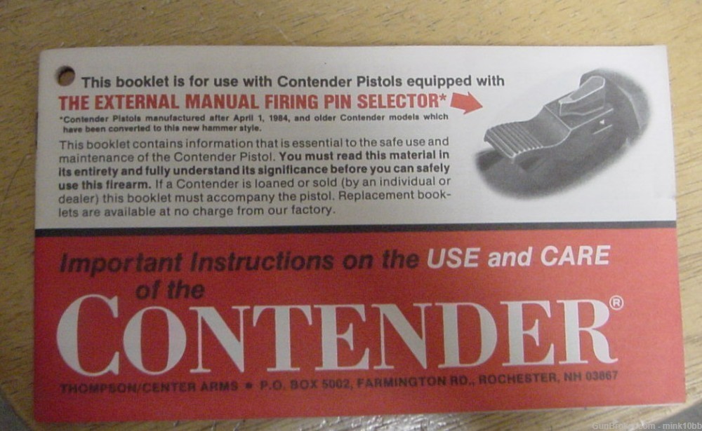 Thompson Center Contender Manual-img-0