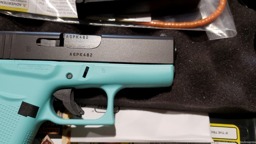 Glock 43 Robins Egg Blue 3.39" 9mm 2mags Exclusive item, USA made-img-5