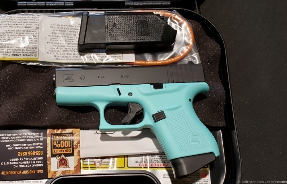 Glock 43 Robins Egg Blue 3.39" 9mm 2mags Exclusive item, USA made-img-0