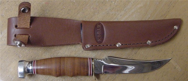 KaBar Leather Handle Skinner Knife #1233-img-0