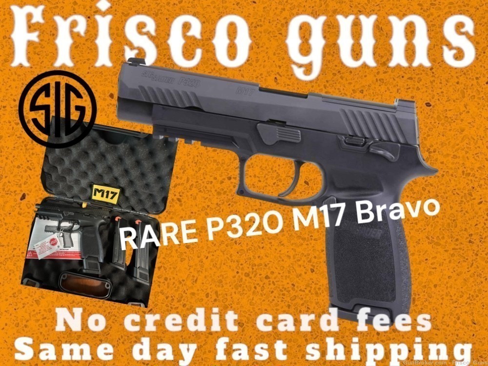 RARE Sig Sauer P320 M17 Bravo Black 2x21rd 1x17rd 4.7” 9mm SIGLITE No Fees-img-0