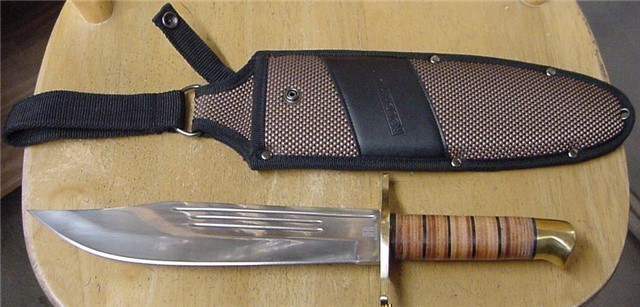 Stacked Leather Handle Bowie Knife RR1718-img-0