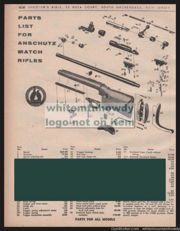 1963 ANSCHUTZ Match Rifle Parts List AD-img-0