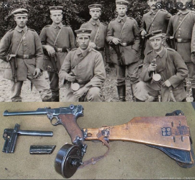 9mm GERMAN LUGER pistol & MP18 SUBMACHINEGUN . proof CARTRIDGE WW1-img-0