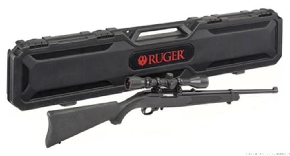 Ruger 10/22 Carbine 22LR, 18.5" Barrel, Satin Black, Weaver Scope and Case-img-0