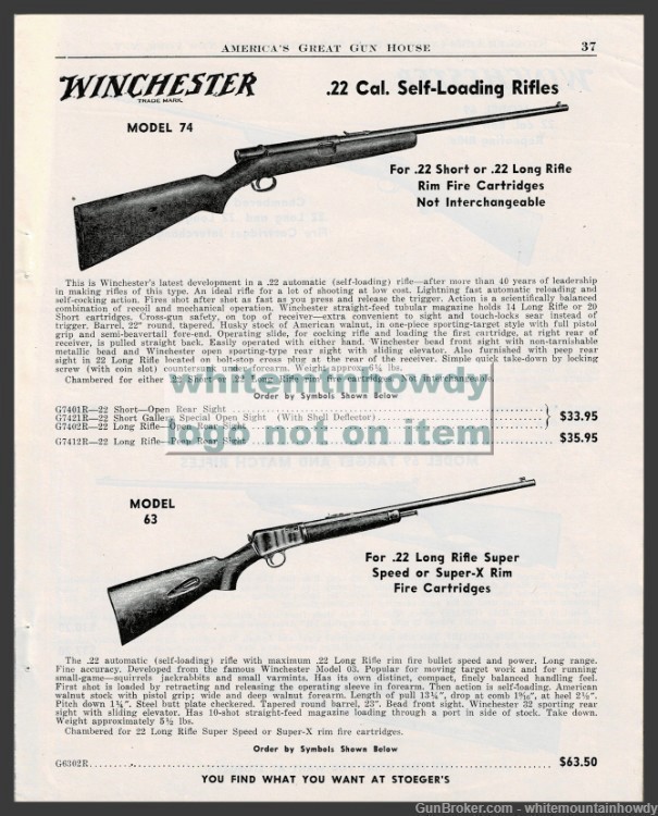 1950 WINCHESTER Model 74 and 62 Self-Loading .22 Rifle PRINT AD-img-0