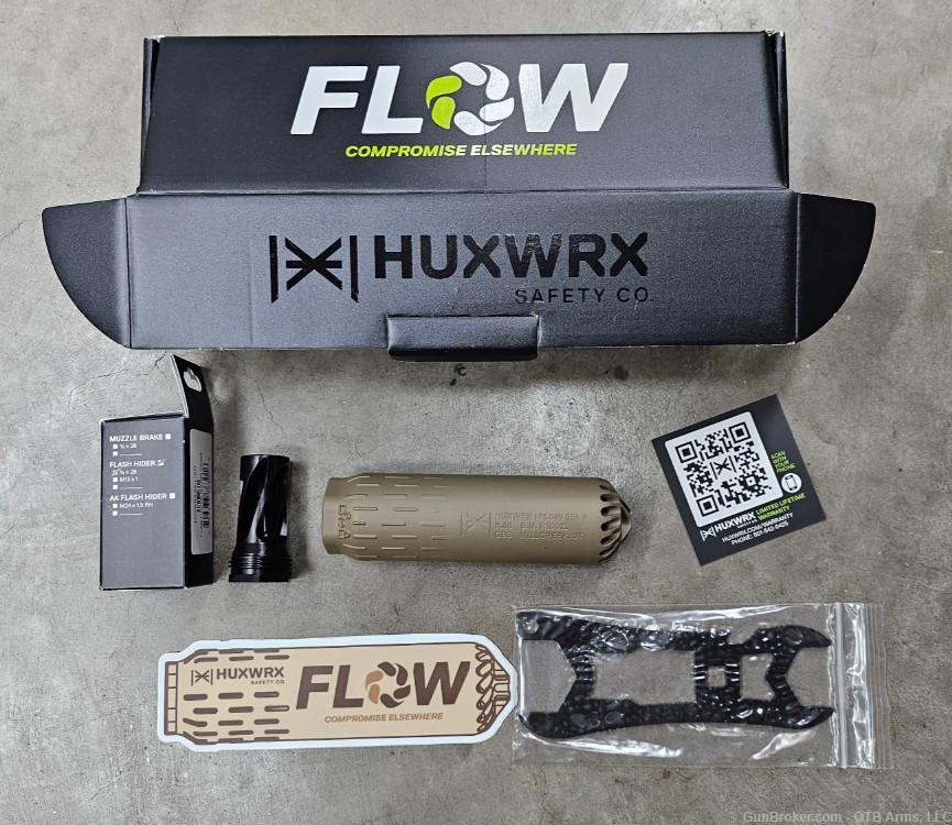 Huxwrx Flow 556K FDE 1/2"-28 Muzzle device Under Form 3 -img-1