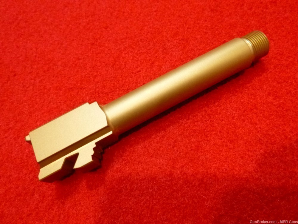 Glock 19 9mm Barrel Titanium Nitride 416R Stainless Steel Threaded 1/2x28-img-0
