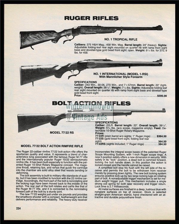 1988 RUGER No. 1 Tropical International 1-RST 77/22 RS Rifle AD-img-0
