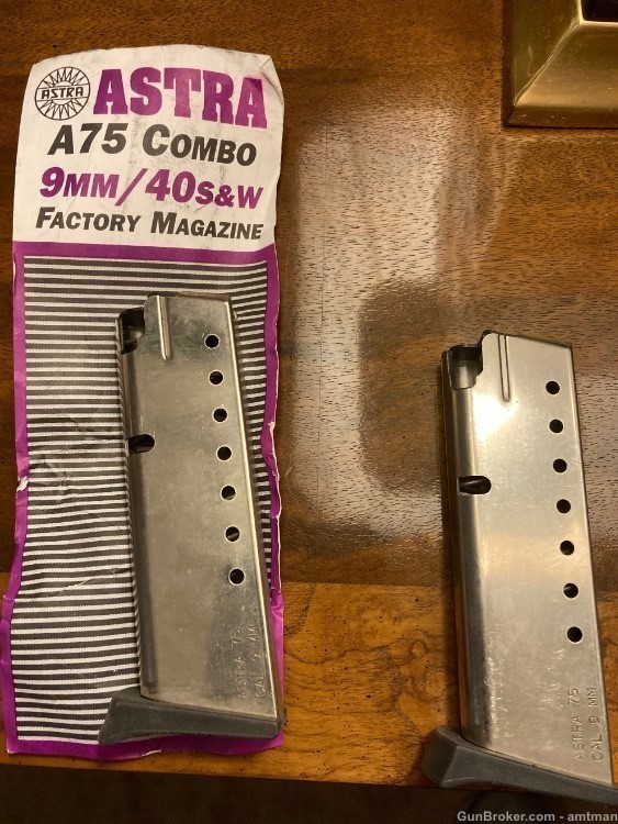 Astra Stainless A75 9mm 40S&W Factory Magazines Pinky Extensions-img-0