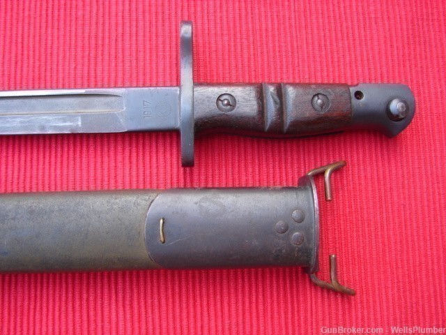 US WWI REMINGTON 1917 BAYONET WITH ORIGINAL JEWELL SCABBARD (EXCELLENT)-img-1
