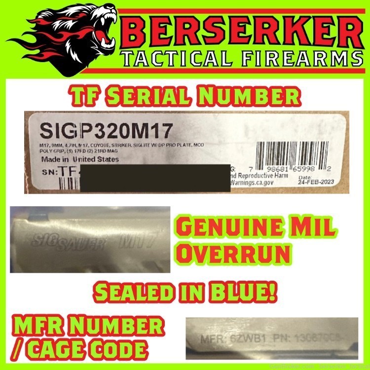 RARE Single Screw SIG M17 TF MILITARY OVERRUN 9mm 3.9 2x21 1x17-img-2