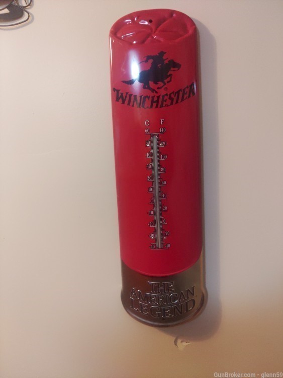 Winchester thermometer shotshell wall tin-img-0
