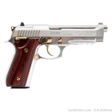 Taurus PT92 9mm 17rd 5" Barrel Stainless Steel with Wood Accent-img-0